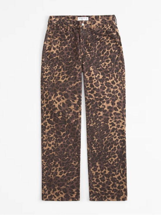 Abercrombie & Fitch Denim - Abercrombie & Fitch Baggy Leopard Print Jeans - Brown & Black